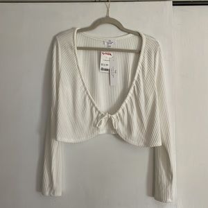 White open cardigan. Light weight. Tie front. From TJMaxx.